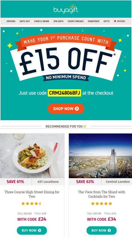 buyagift email example