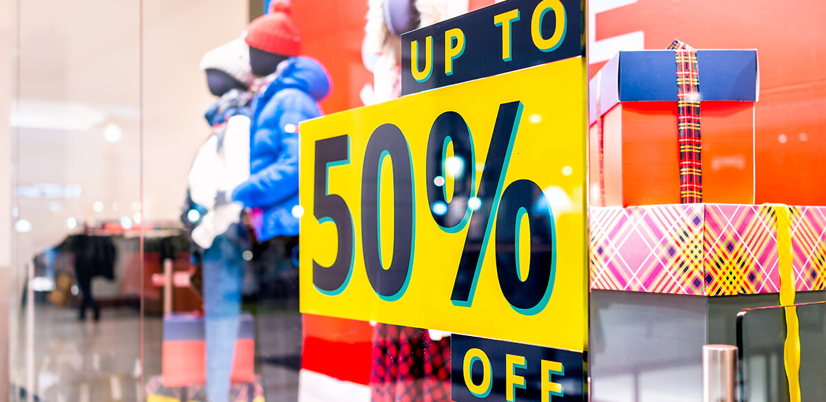 Up to 50% off sales sign