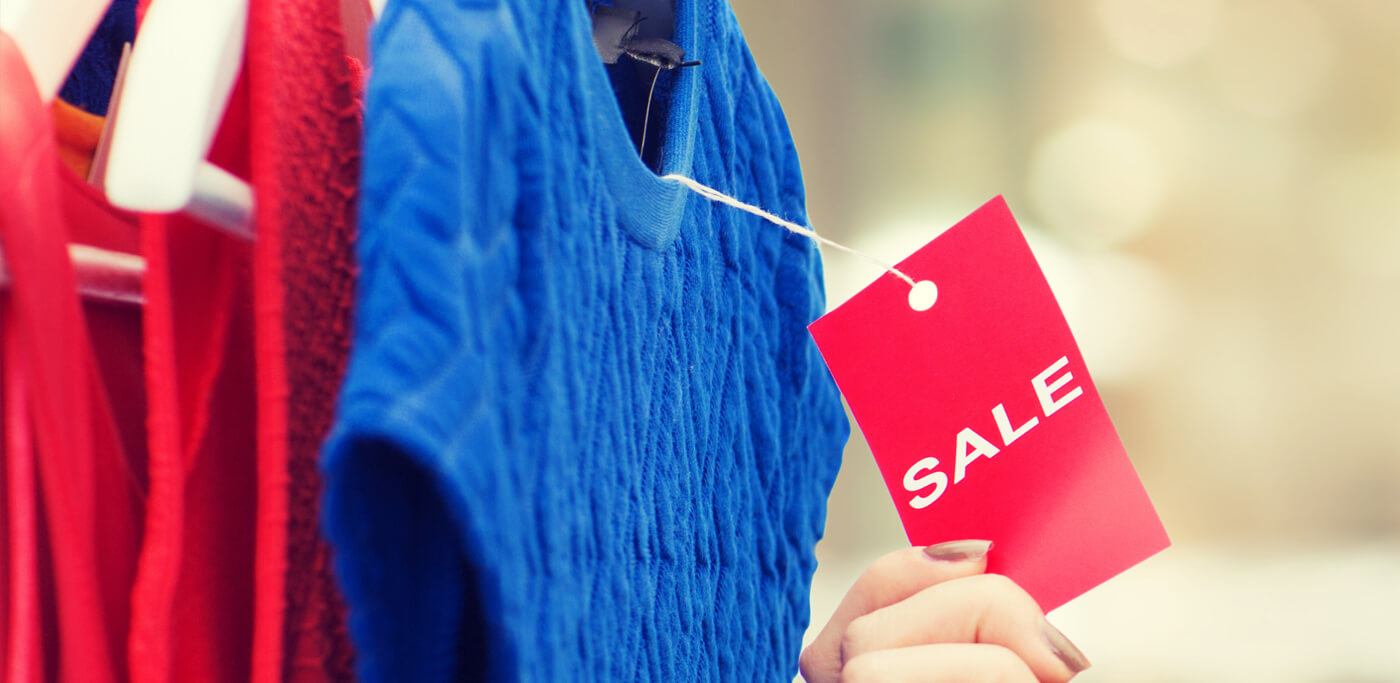Sale label on clothing