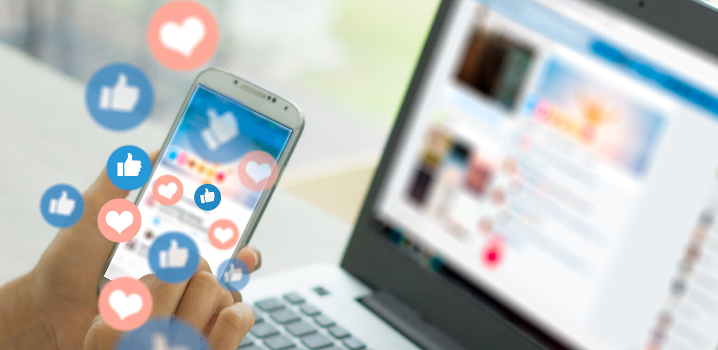 Likes and hearts on a mobile