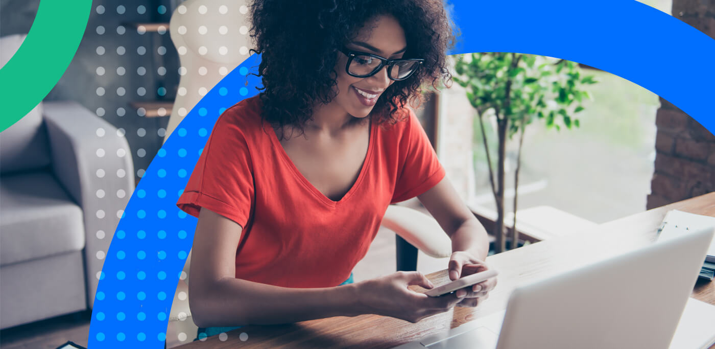 Women reading email on phone