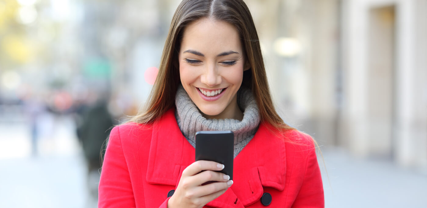 Happy loyal customer receiving a message