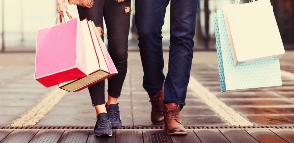 Customers with shopping bags