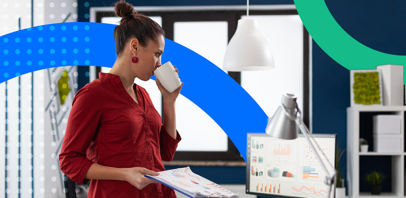 Women looking at customer data