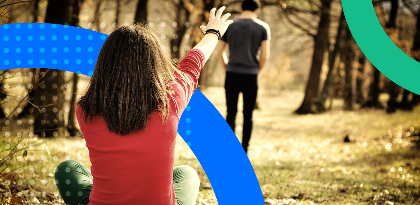 Man walking away from partner