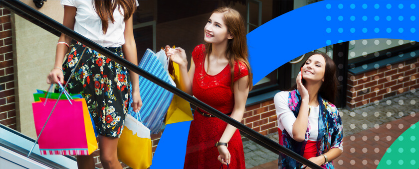 Three women out on a shopping spree