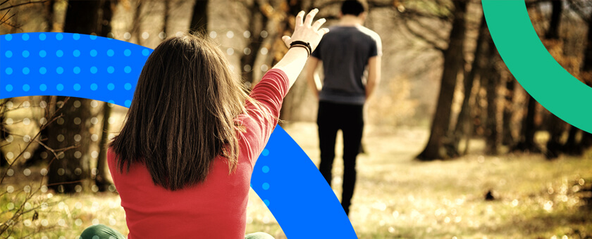 Man walking away from partner