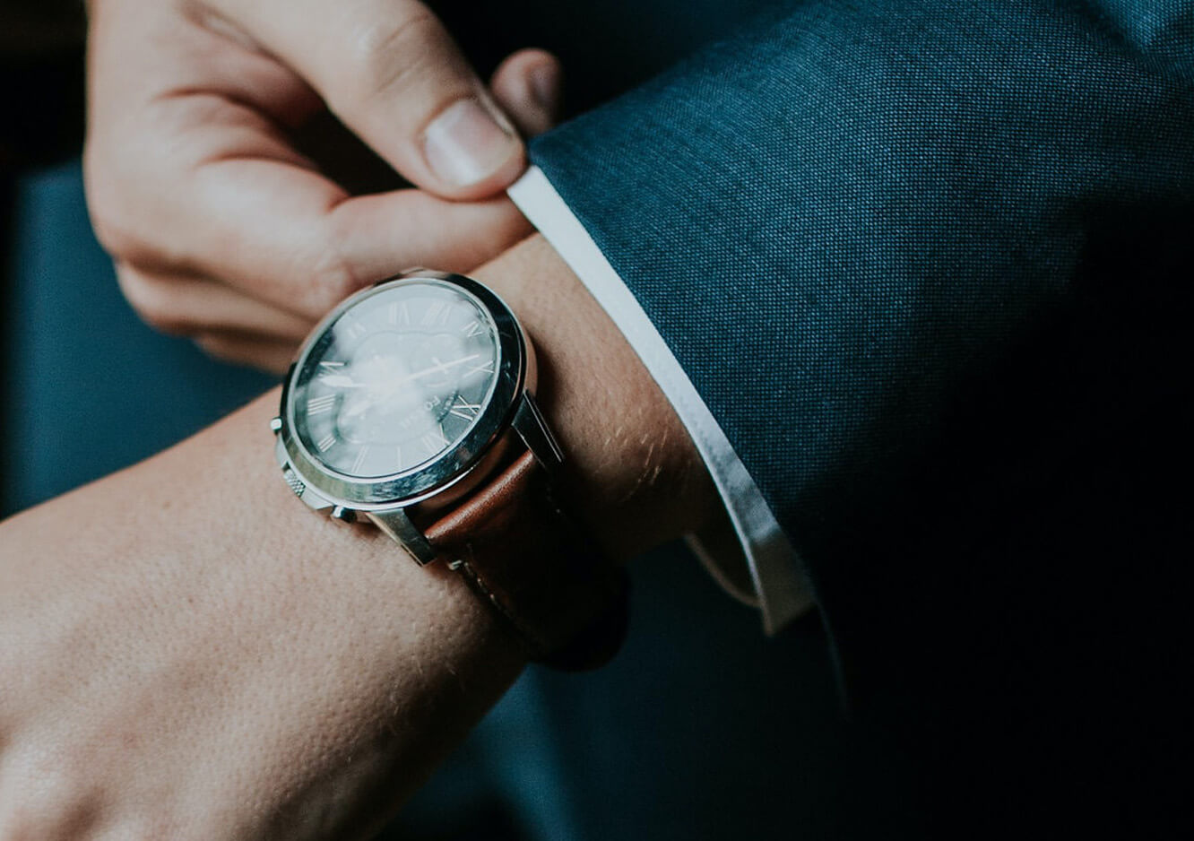 Fossil Watch on businessman