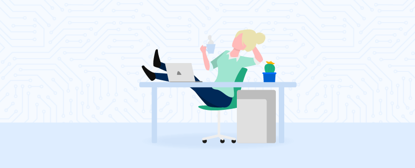 Women with feet up on desk